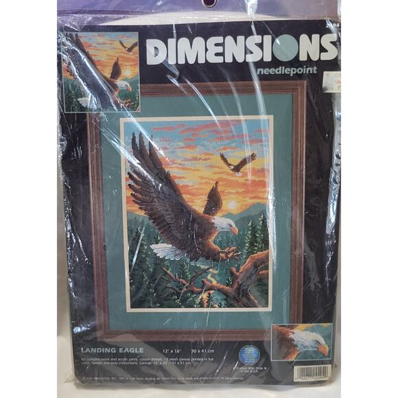 Landing Eagle Needlepoint Kit Dimensions 12 x 16 Sealed B26 - Picture 1 of 6